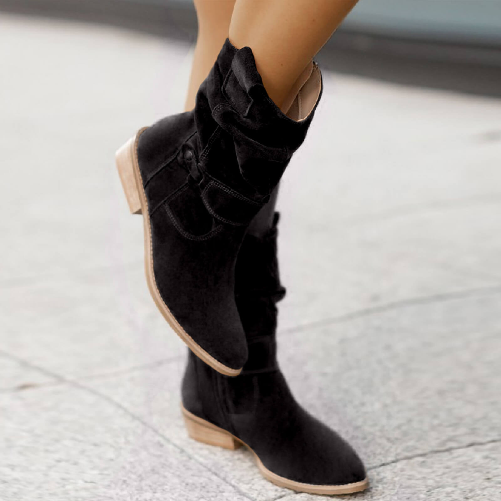 Thora - Mid-Calf Boots in Printed Synthetic Suede Elegant