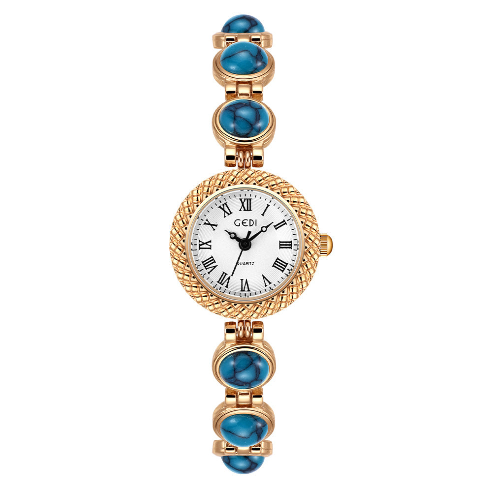 Gedi Rainbow Cat’s Eye Bracelet Watch with Cat Charm and Bright Colors