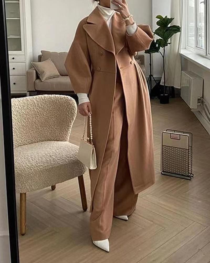 Eva | Elegant Long Women's Coat with Notched Collar