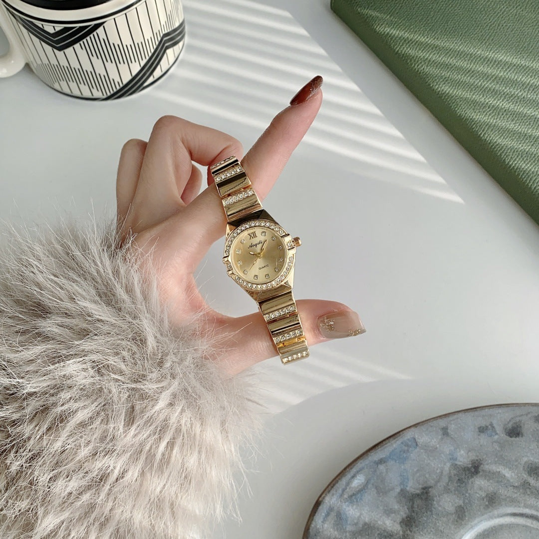 Elegant Quartz Watch with Small Dial