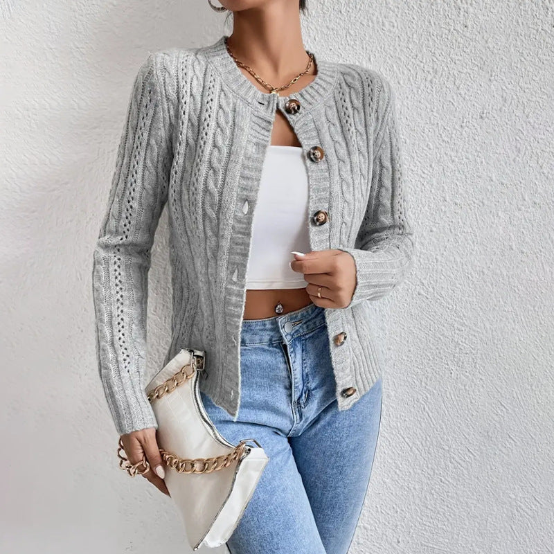 Amelia | Cozy Cable Knit Button-Front Cardigan for Women