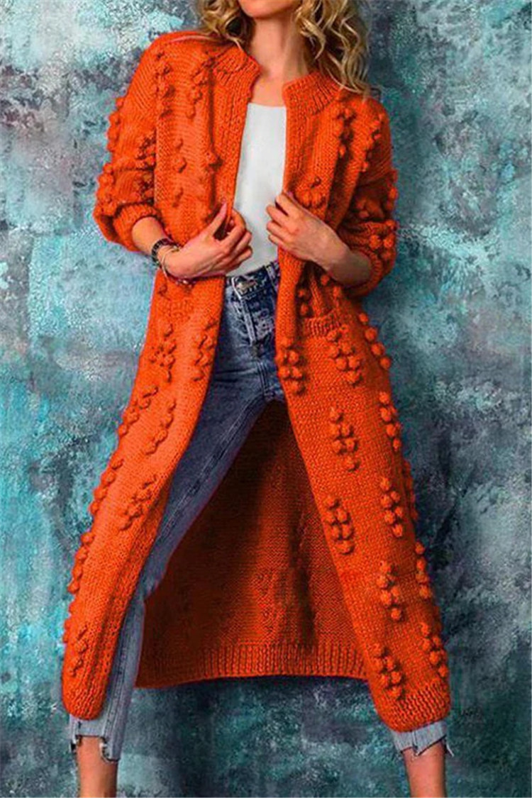 Grace | Women's Long Knit Kimono with Texture and Open Front Design