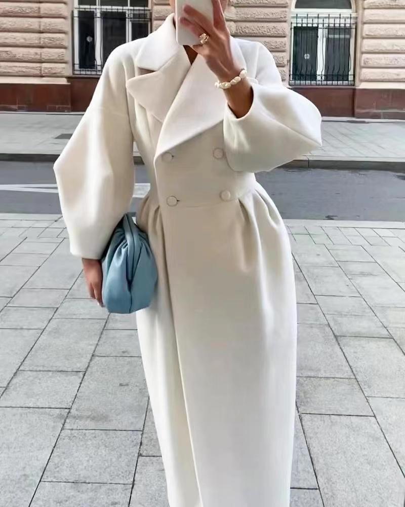 Eva | Elegant Long Women's Coat with Notched Collar
