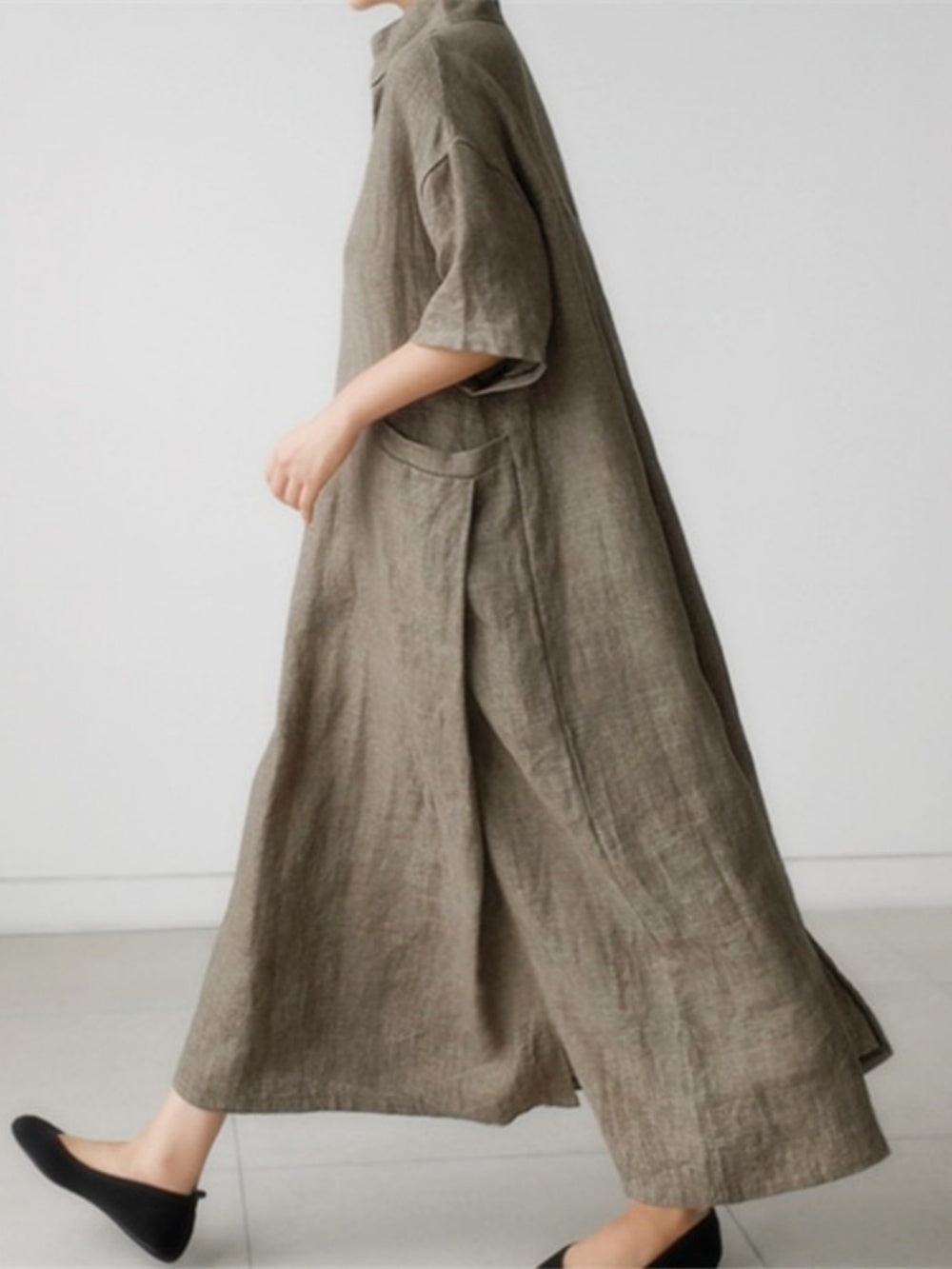 Oversized Dress Shirt in Cotton and Linen for a Style-Rich Look