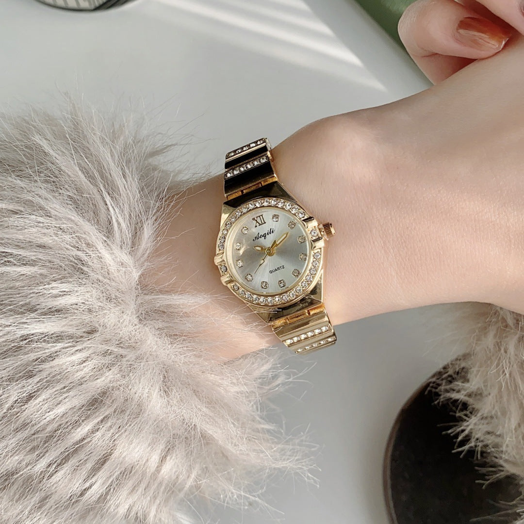 Elegant Quartz Watch with Small Dial