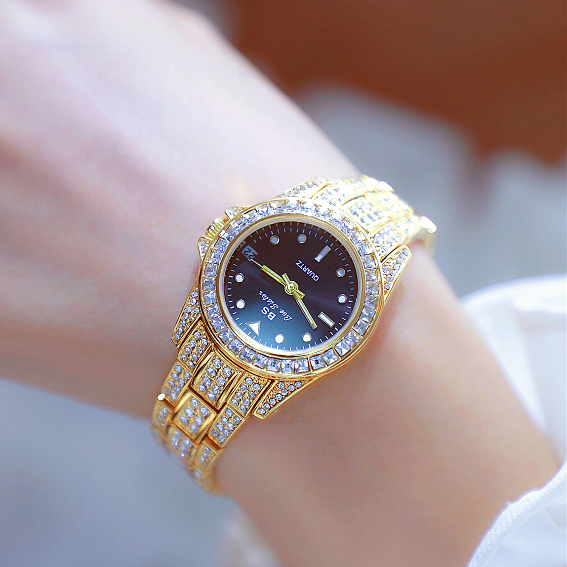 Luxury women's watch with date display