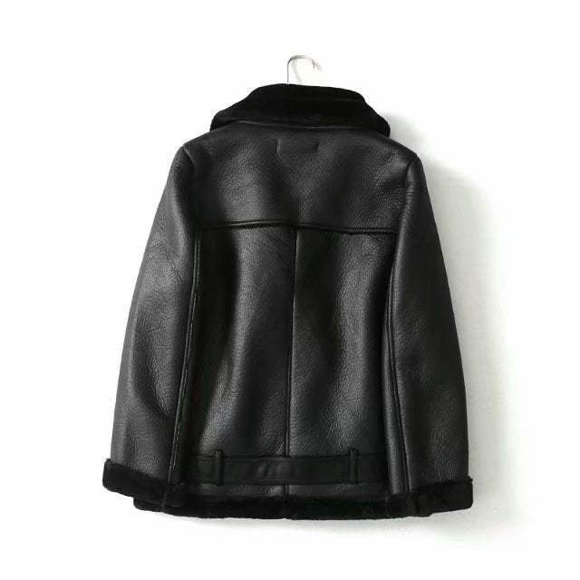 Daniela Women's Leather Jacket with Zipper and Fur Details