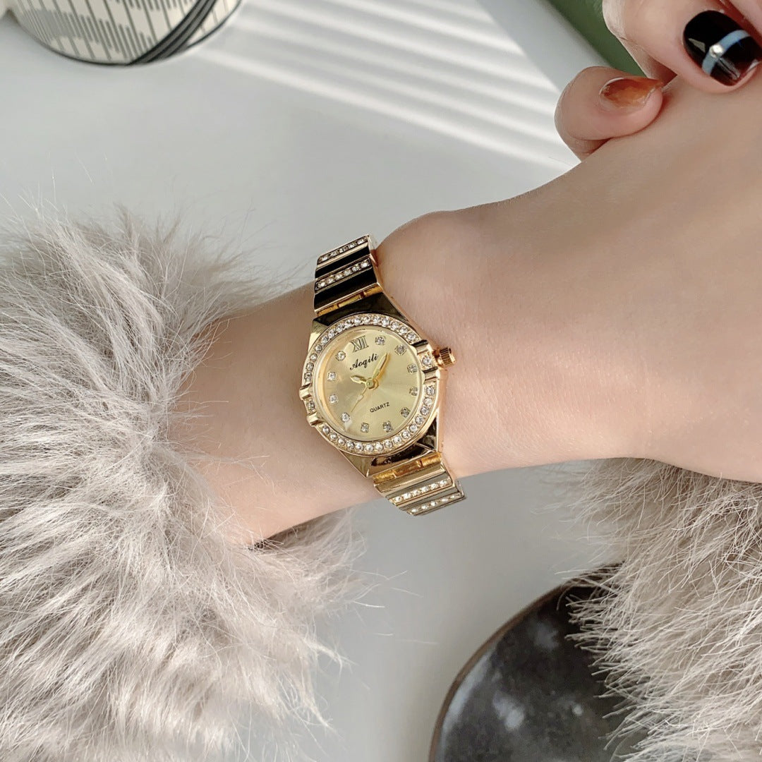 Elegant Quartz Watch with Small Dial