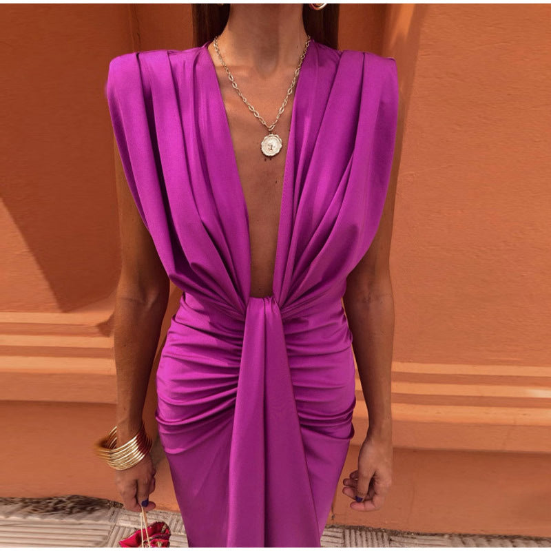 Elegant Deep V-Neck Party Dress