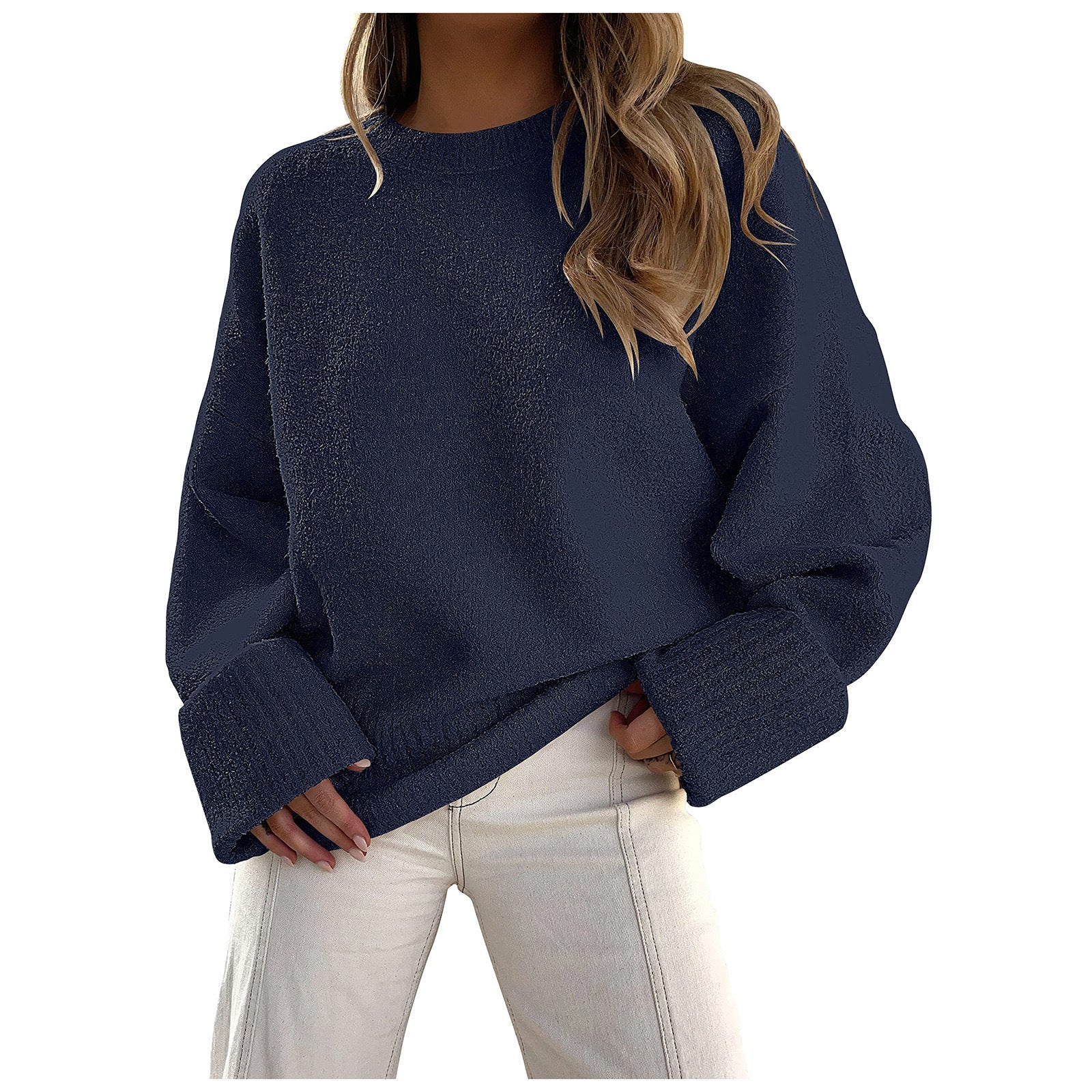Cozy Ultra-Soft Oversized Fuzzy Knit Pullover Sweater