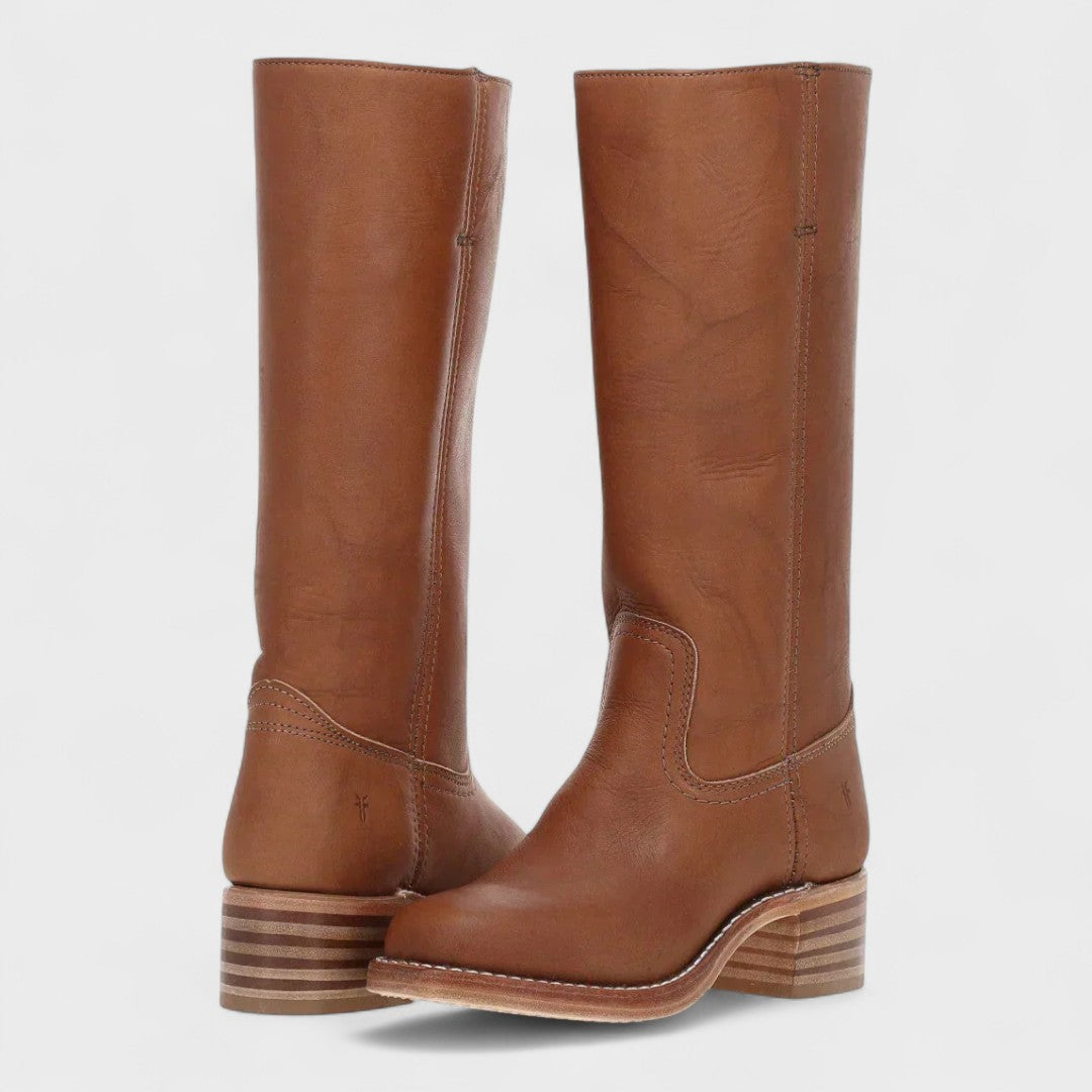 Elegant Women's Leather Boots - Classic Heeled Riding Boots with Ultimate Comfort