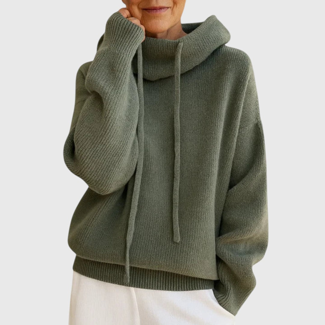 Eden - Stylish Drawstring Turtleneck Sweater for Cozy Elegance