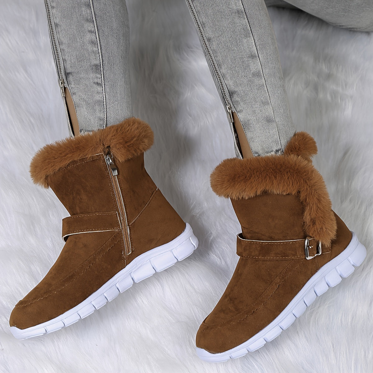 Women's Plush Winter Boots - Elegant, Warm, and Comfortable