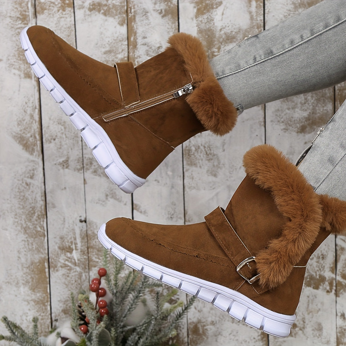 Women's Plush Winter Boots - Elegant, Warm, and Comfortable