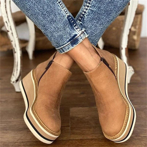 Women's Slip-On Wedge Ankle Boots - Effortless Style & All-Day Comfort