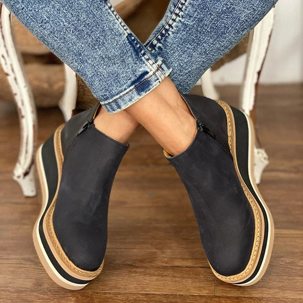 Women's Slip-On Wedge Ankle Boots - Effortless Style & All-Day Comfort