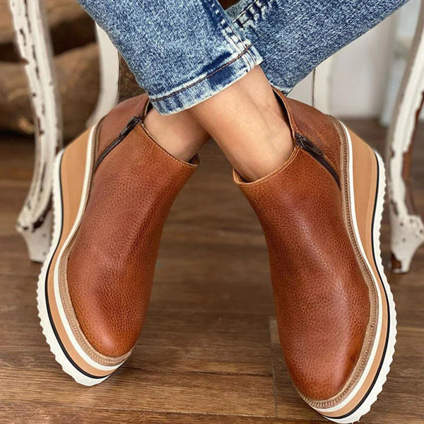 Women's Slip-On Wedge Ankle Boots - Effortless Style & All-Day Comfort