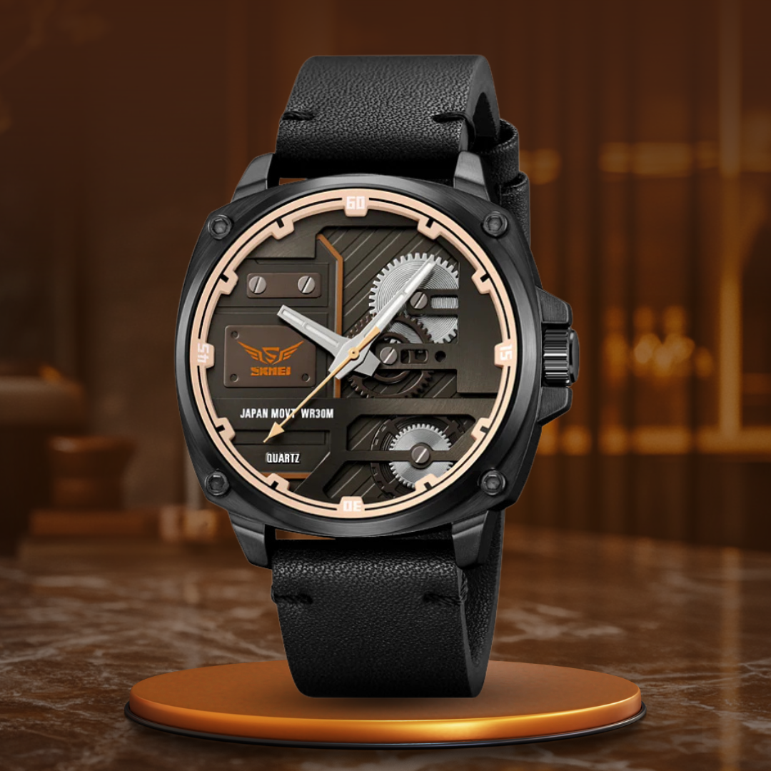 Elegant Leather Quartz Men's Watch