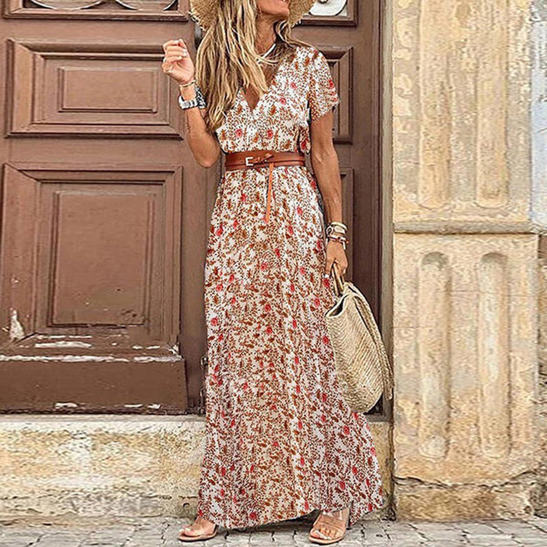 Maxi Ibiza Boho Dress in Hippie Style — Free Belt Included