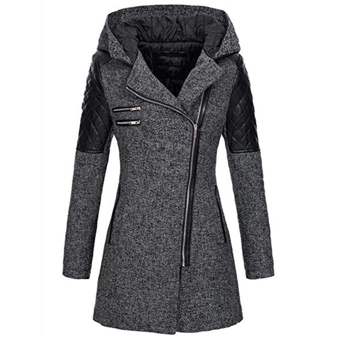 Long women's winter coat with stylish hood