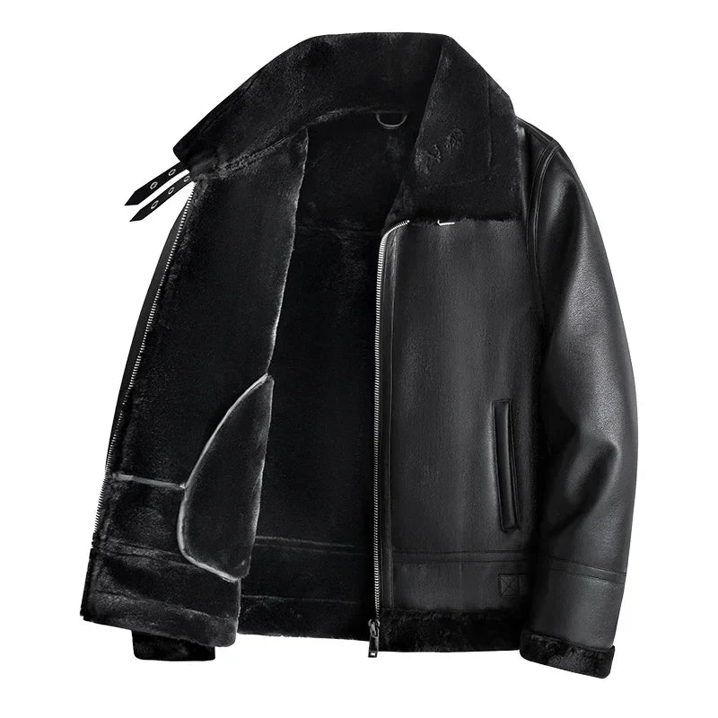 Elegant Heritage Leather Aviator Jacket