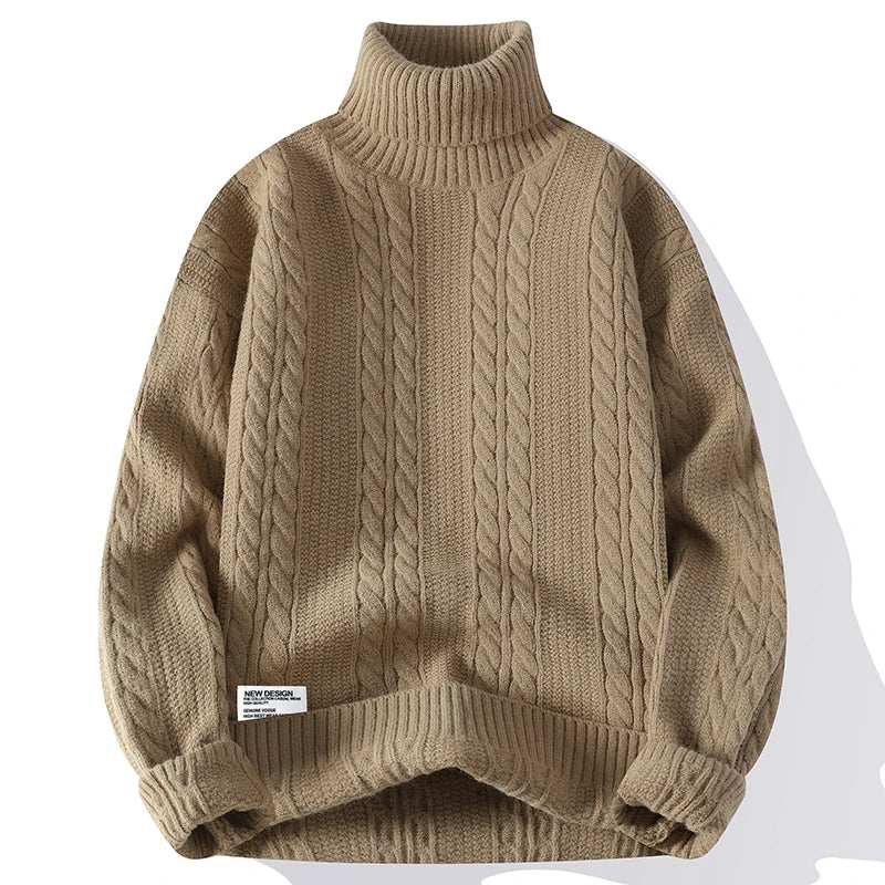 Chic Cable Knit Turtleneck Sweater