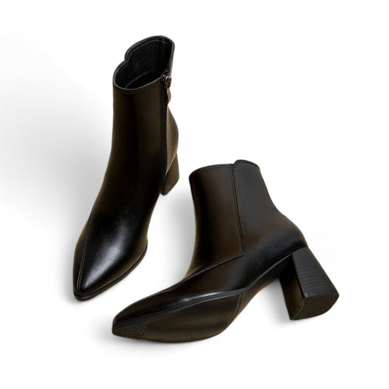 Women's Trendy Pointed-Toe Chunky Heel Boots with Waterproof Platform