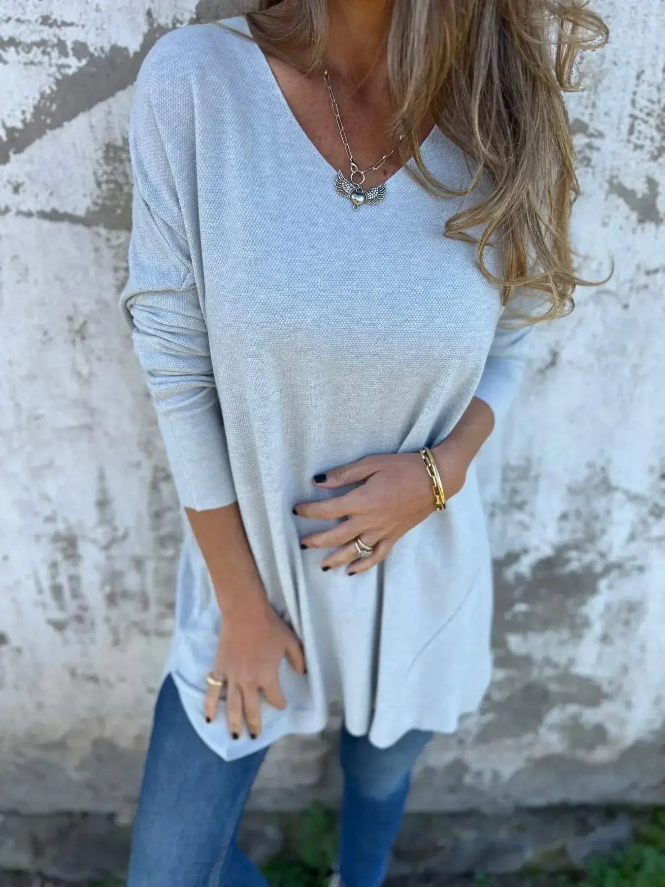 Sasha - Cozy V-Neck Knitted Tunic for Effortless Style