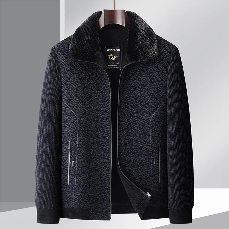 Padded and Warm Quilted Jacket with Fur Collar