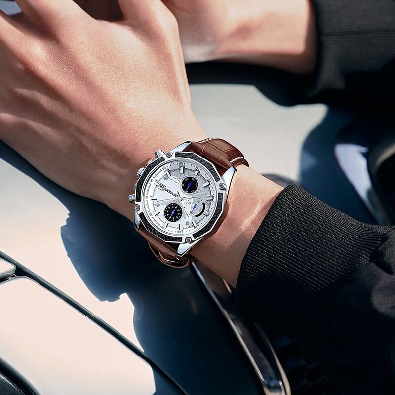 Quartz chronograph watch for car racing