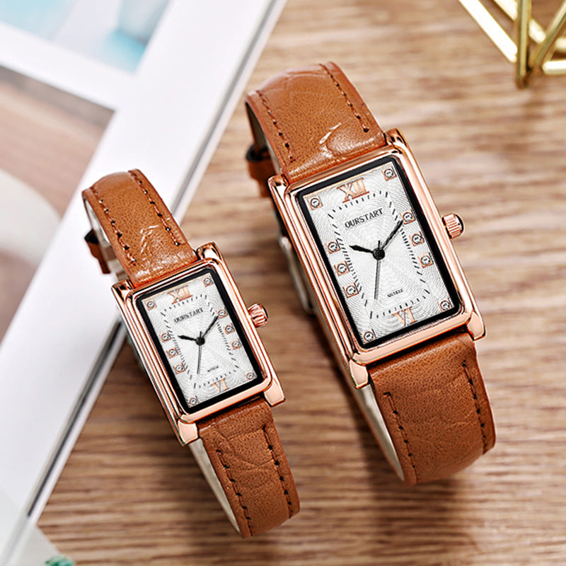 Elegant Leather Wristband Couple Watch for Stylish Moments