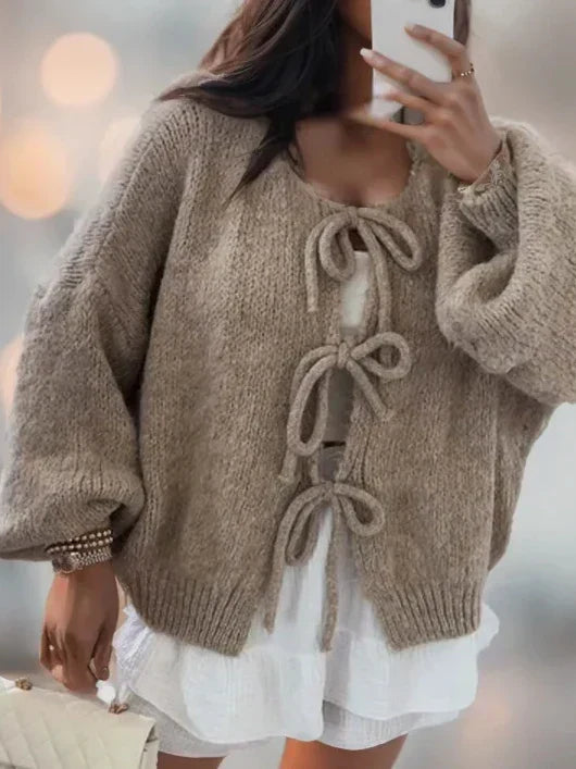Jasmine | Women's Chunky Winter Cardigan with Knot Front