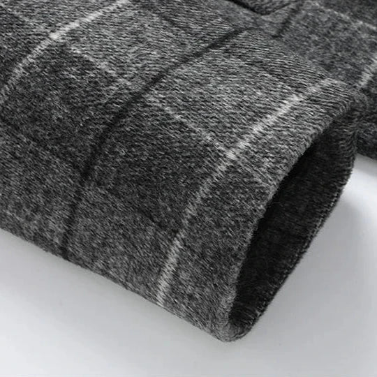 Elegant and warm brushed plaid wool coat