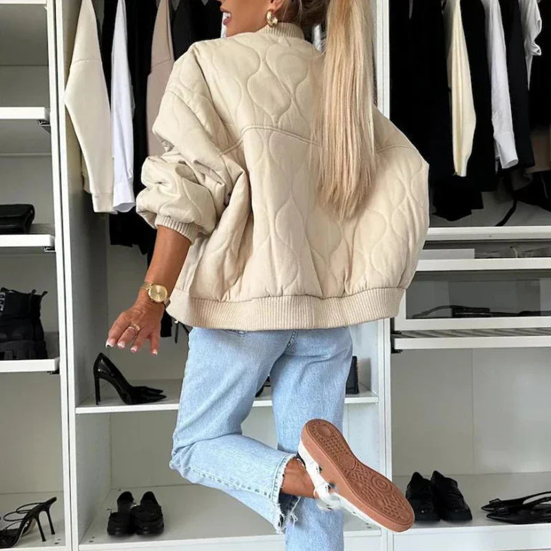 Women's Clothing Padded Bomber Jacket for Elegant and Comfortable Style