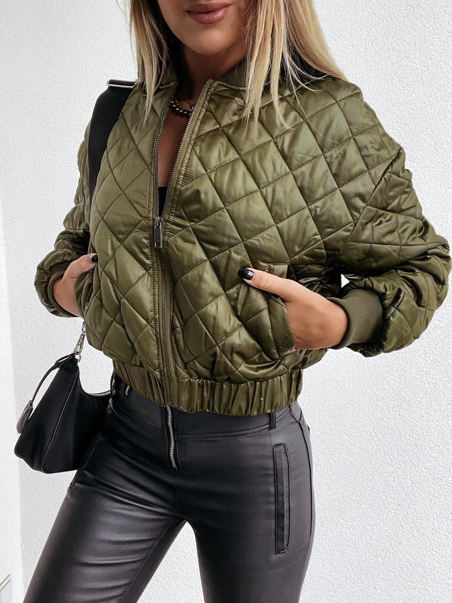 Women's Clothing Biker Puffer Jacket for a Casual Look