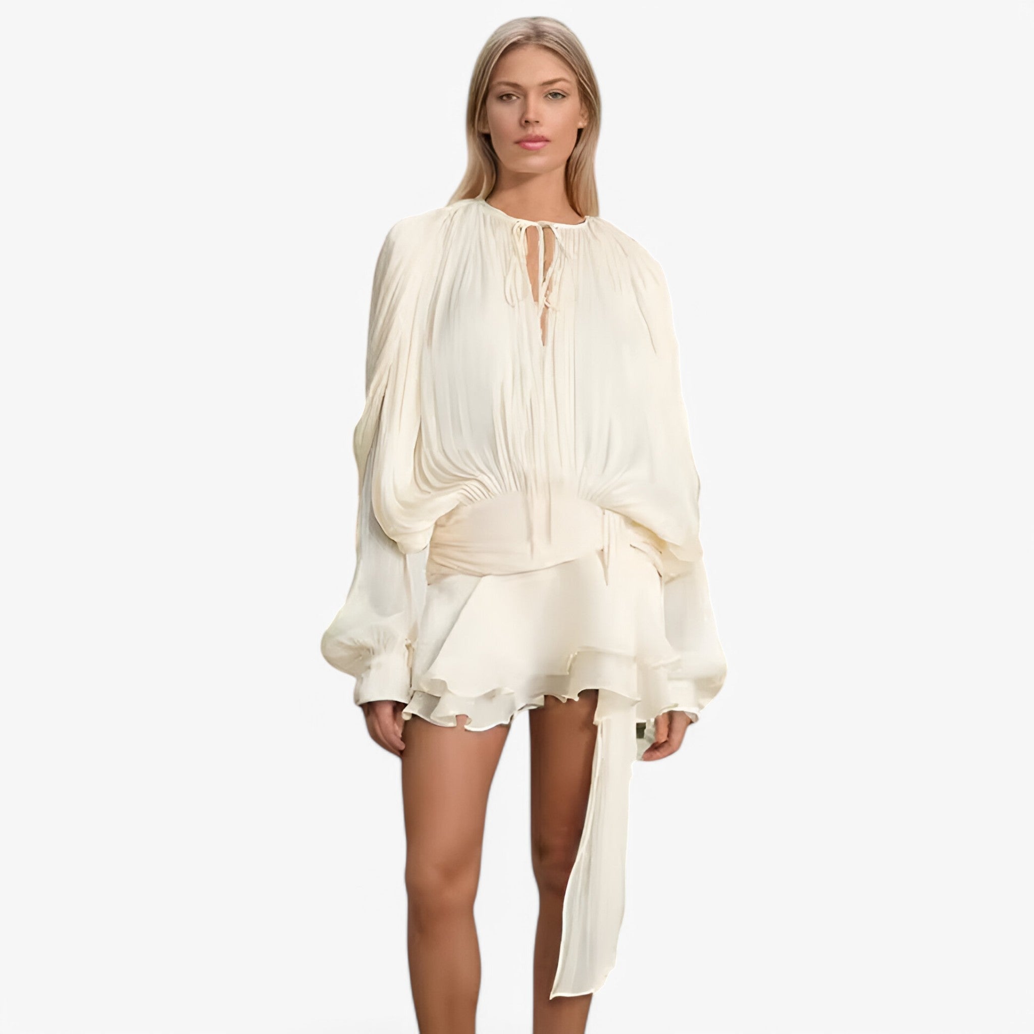Alessia | Elegant dress with pretty ruffles and lantern sleeves