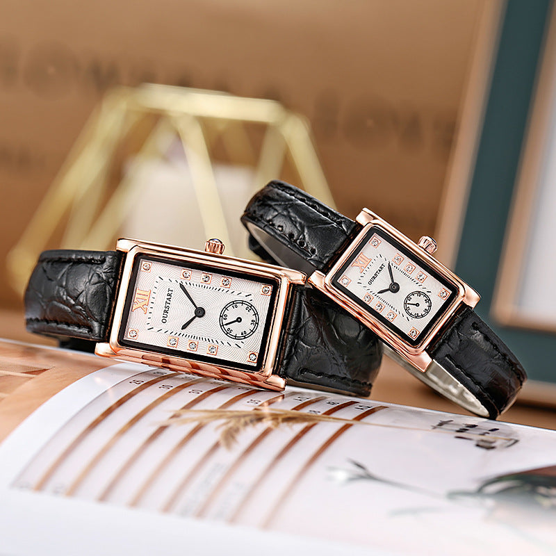 Elegant Leather Wristband Couple Watch for Stylish Moments