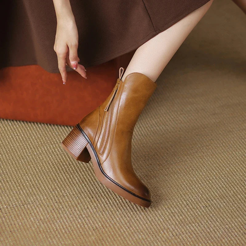 Chic Women's Leather Ankle Boots