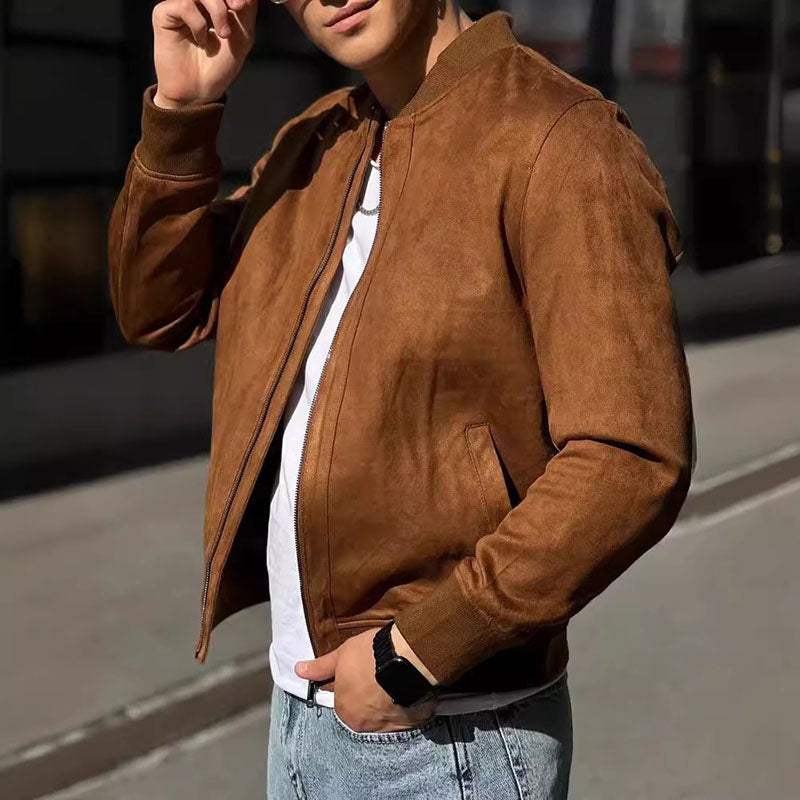 Marc Romano Men's Suede Bomber Jacket for Stylish Comfort