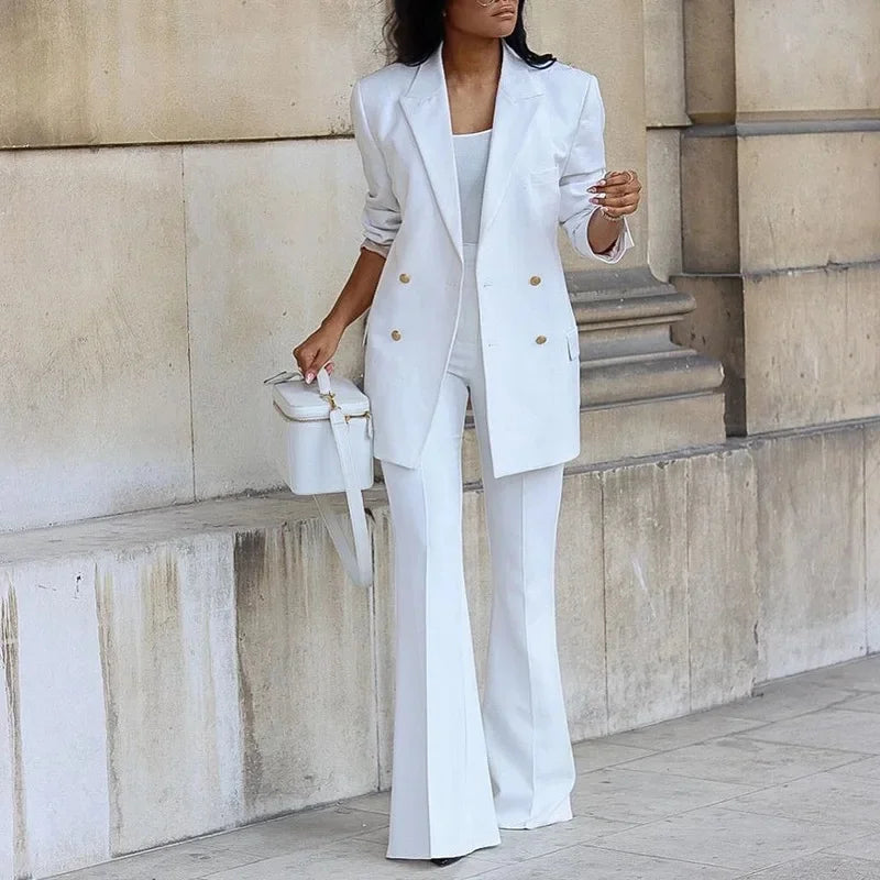 Lauren | Elegant Formal Suit Set with Slim Long Blazer for Women