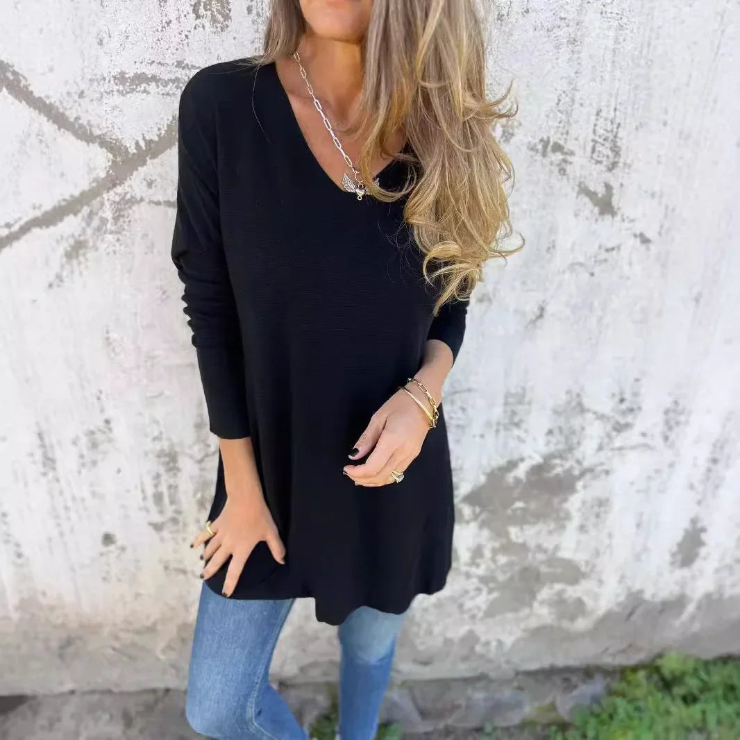 Sasha - Cozy V-Neck Knitted Tunic for Effortless Style