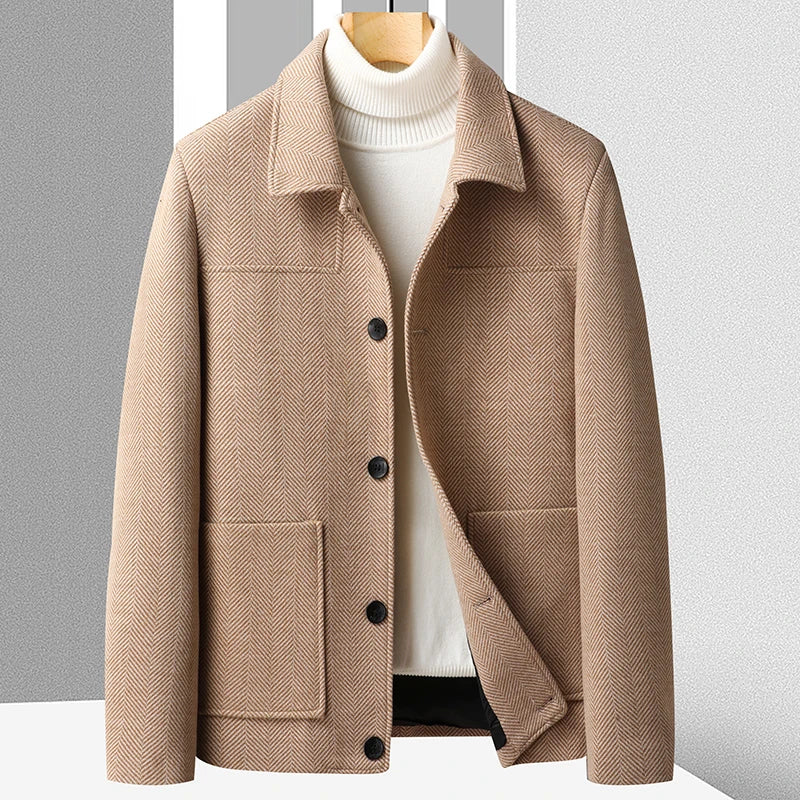 Marc Short Coat with Micro Chevron for an Elegant and Trendy Style