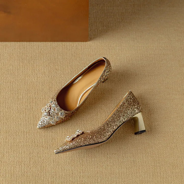 Gloria - Elegant Heels with Sparkles for a Dazzling Style