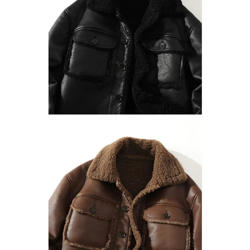 Casual fleece-lined leather jacket for ultimate comfort and style