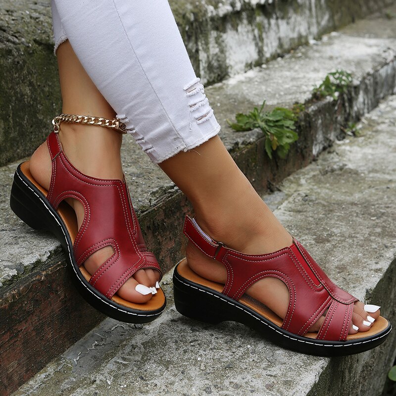 Jolie | Elegant Brown Wedge Heel Sandals Fashion