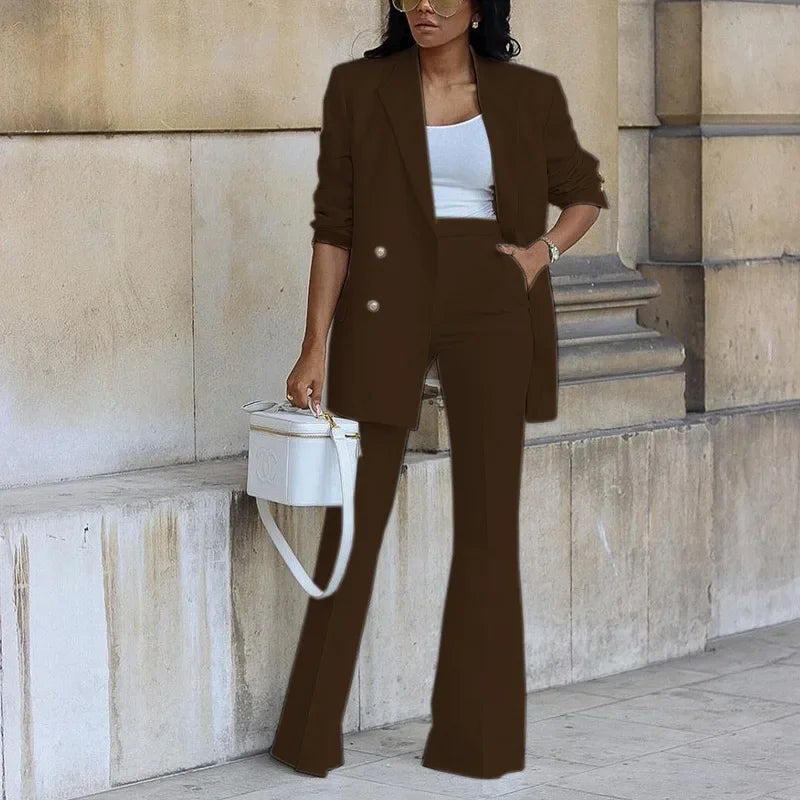 Lauren | Elegant Formal Suit Set with Slim Long Blazer for Women