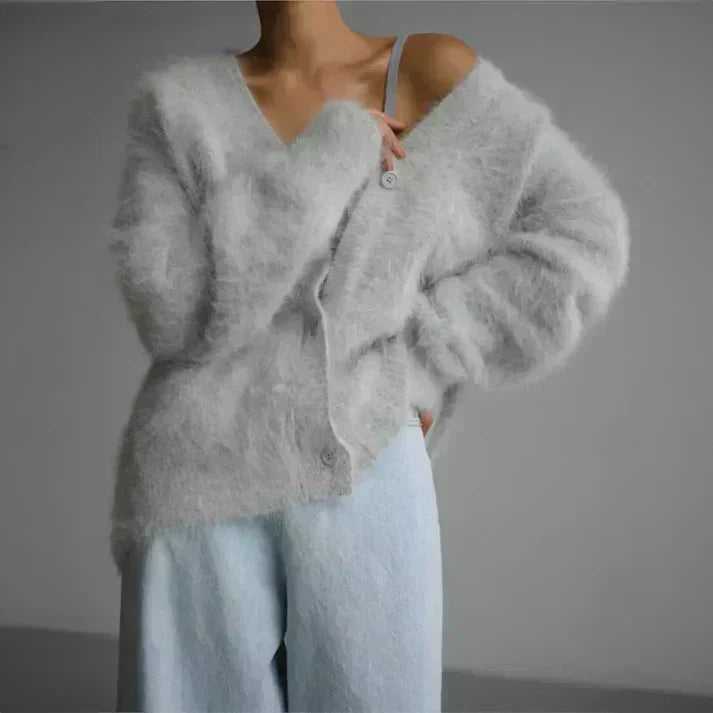 Fuzzy Mohair Cardigan – Plush, Ultra-Soft Knit for Cozy Style