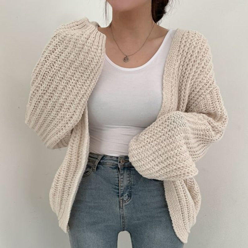 Daisy Women's Cozy Oversized Knit Sweater with Open Front – Perfect Casual Chic