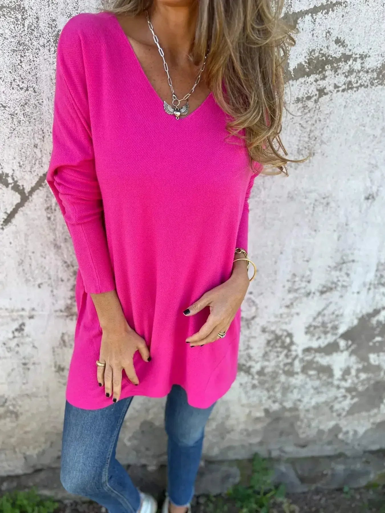 Sasha - Cozy V-Neck Knitted Tunic for Effortless Style