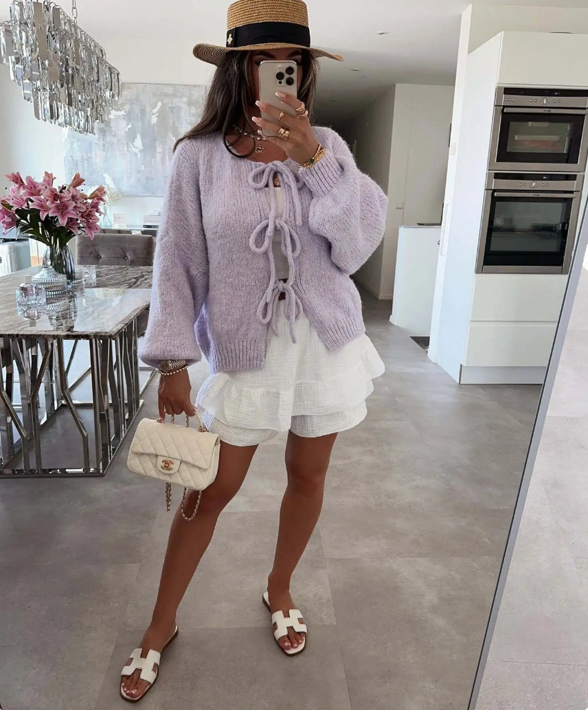 Eva | Elegant Knit Cardigan with Bow